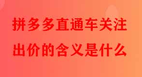 拼多多直通車關注出價的含義是什么